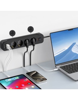 Разклонител 5 гнезда 2 USB и 1 type c